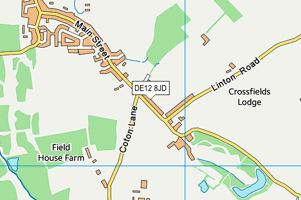 DE12 8JD map - OS VectorMap District (Ordnance Survey)