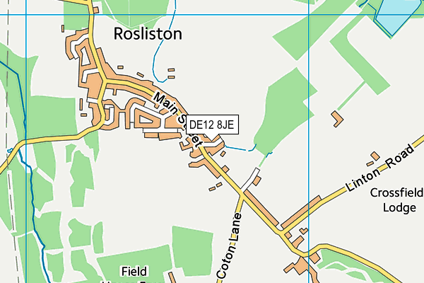 DE12 8JE map - OS VectorMap District (Ordnance Survey)