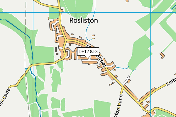 DE12 8JG map - OS VectorMap District (Ordnance Survey)