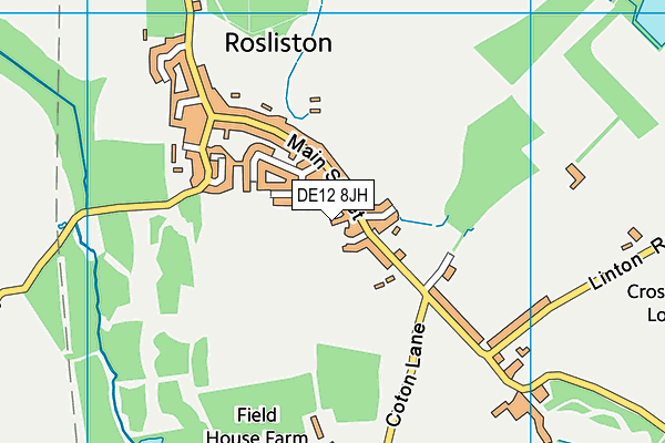 DE12 8JH map - OS VectorMap District (Ordnance Survey)