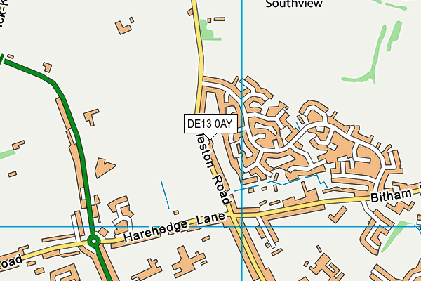 DE13 0AY map - OS VectorMap District (Ordnance Survey)