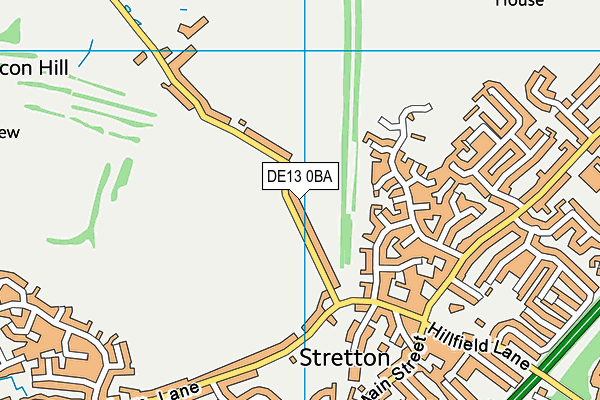 DE13 0BA map - OS VectorMap District (Ordnance Survey)
