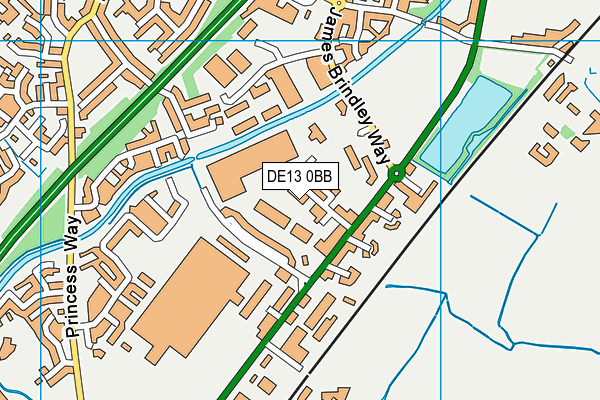 DE13 0BB map - OS VectorMap District (Ordnance Survey)