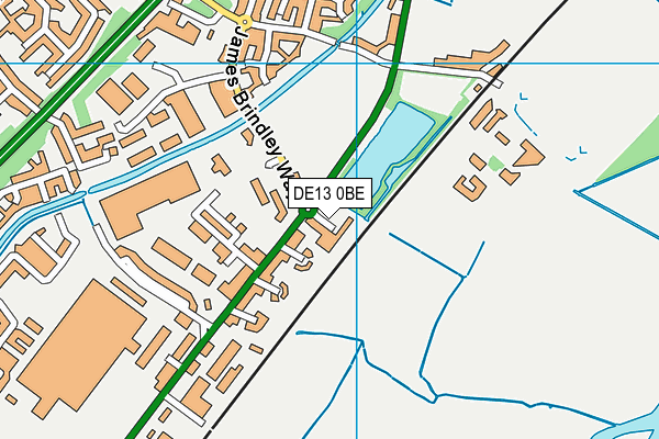 DE13 0BE map - OS VectorMap District (Ordnance Survey)