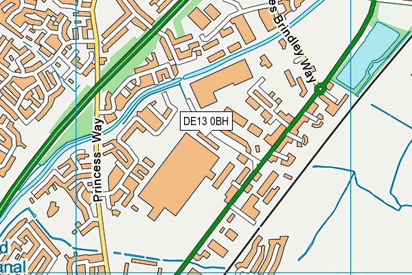 DE13 0BH map - OS VectorMap District (Ordnance Survey)