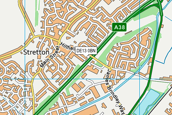 DE13 0BN map - OS VectorMap District (Ordnance Survey)