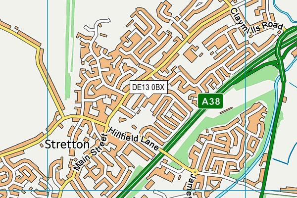 DE13 0BX map - OS VectorMap District (Ordnance Survey)