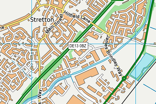 DE13 0BZ map - OS VectorMap District (Ordnance Survey)