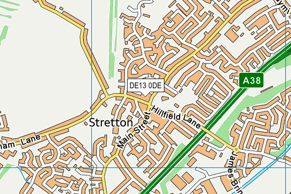 DE13 0DE map - OS VectorMap District (Ordnance Survey)