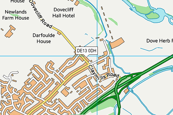 DE13 0DH map - OS VectorMap District (Ordnance Survey)