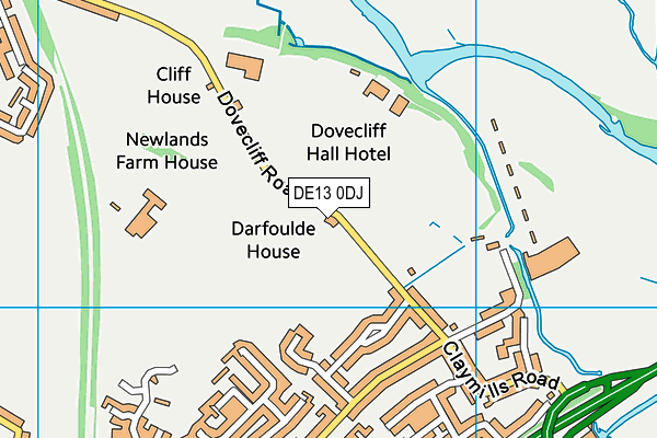DE13 0DJ map - OS VectorMap District (Ordnance Survey)