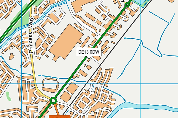 DE13 0DW map - OS VectorMap District (Ordnance Survey)
