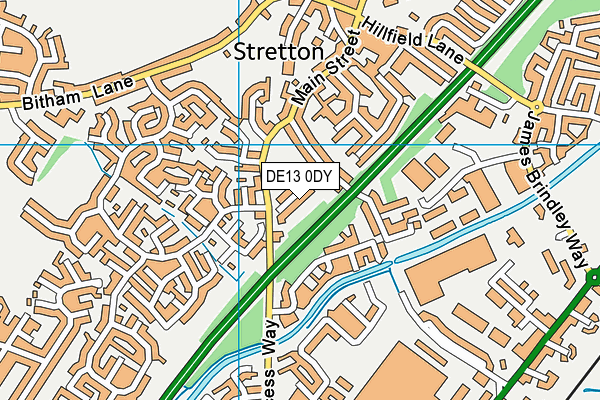 DE13 0DY map - OS VectorMap District (Ordnance Survey)