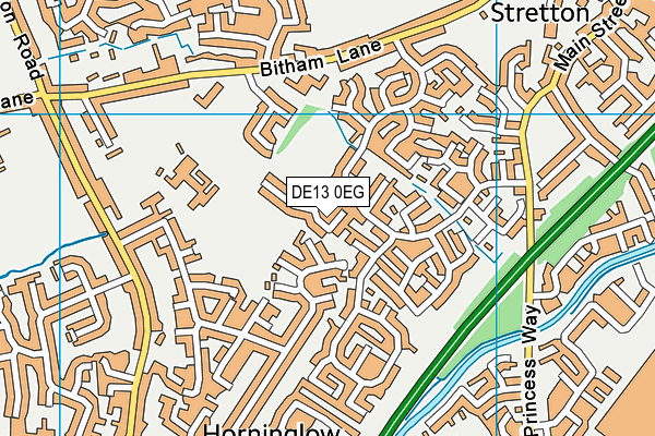 DE13 0EG map - OS VectorMap District (Ordnance Survey)