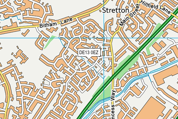 DE13 0EZ map - OS VectorMap District (Ordnance Survey)