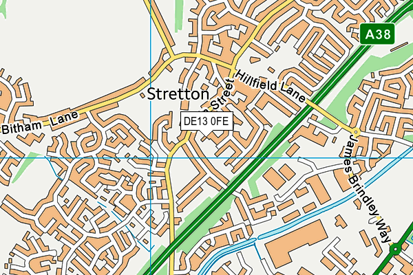 DE13 0FE map - OS VectorMap District (Ordnance Survey)
