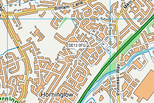 DE13 0FG map - OS VectorMap District (Ordnance Survey)