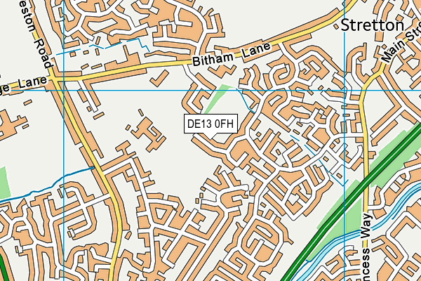 DE13 0FH map - OS VectorMap District (Ordnance Survey)