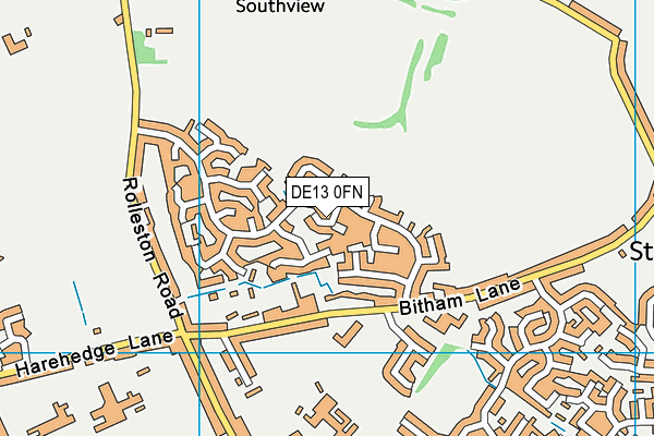 DE13 0FN map - OS VectorMap District (Ordnance Survey)