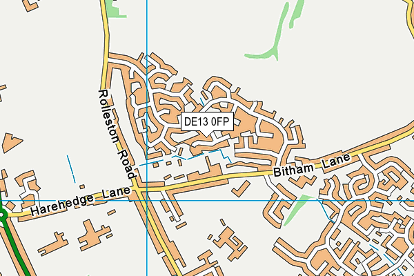 DE13 0FP map - OS VectorMap District (Ordnance Survey)