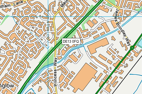 DE13 0FQ map - OS VectorMap District (Ordnance Survey)