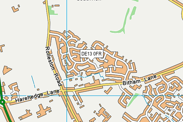 DE13 0FR map - OS VectorMap District (Ordnance Survey)