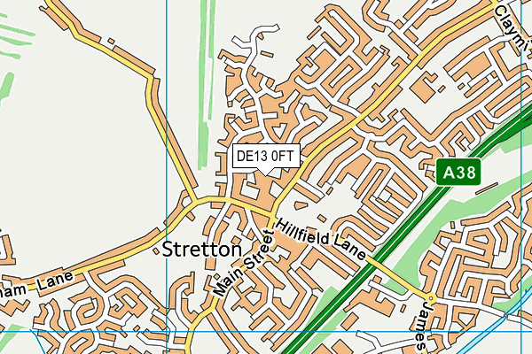 DE13 0FT map - OS VectorMap District (Ordnance Survey)