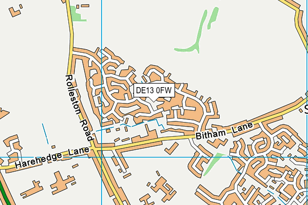 DE13 0FW map - OS VectorMap District (Ordnance Survey)