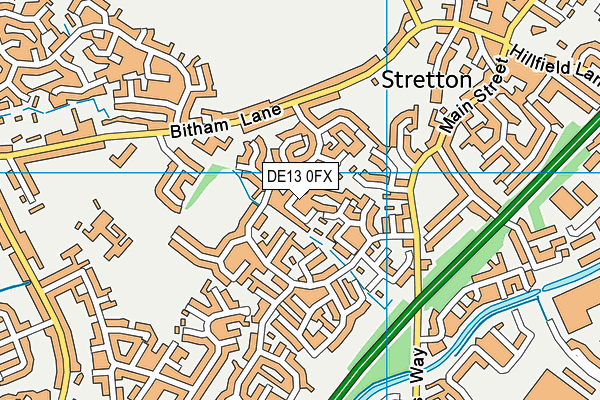 DE13 0FX map - OS VectorMap District (Ordnance Survey)
