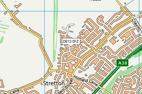 DE13 0FZ map - OS VectorMap District (Ordnance Survey)