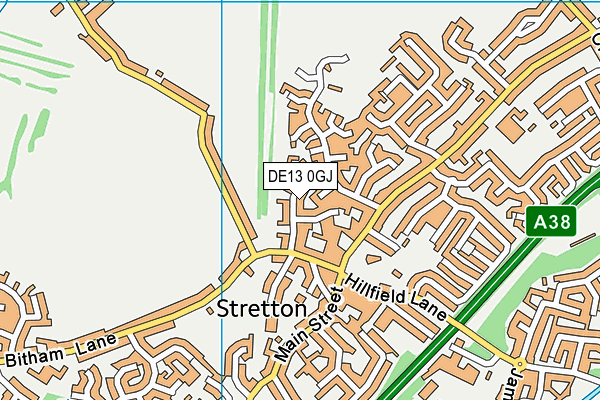 DE13 0GJ map - OS VectorMap District (Ordnance Survey)