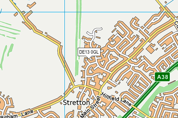 DE13 0GL map - OS VectorMap District (Ordnance Survey)