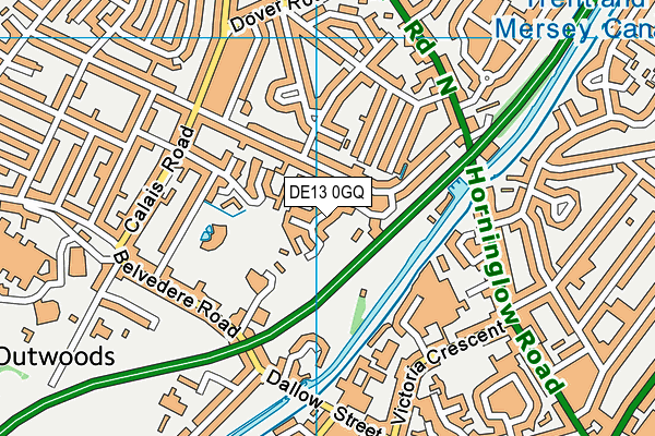 DE13 0GQ map - OS VectorMap District (Ordnance Survey)