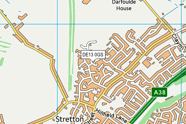 DE13 0GS map - OS VectorMap District (Ordnance Survey)