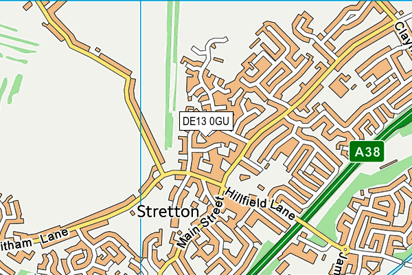 DE13 0GU map - OS VectorMap District (Ordnance Survey)
