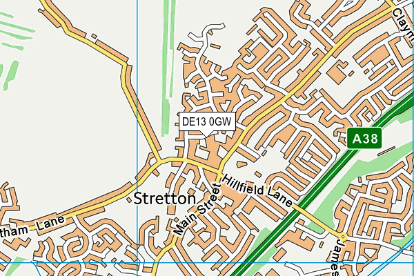 DE13 0GW map - OS VectorMap District (Ordnance Survey)
