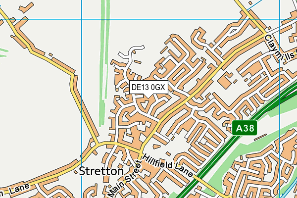 DE13 0GX map - OS VectorMap District (Ordnance Survey)
