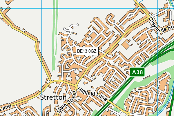 DE13 0GZ map - OS VectorMap District (Ordnance Survey)