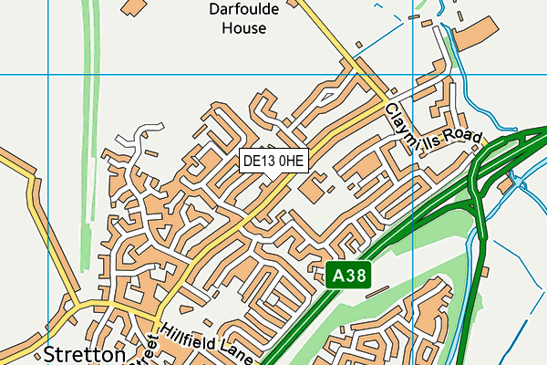 DE13 0HE map - OS VectorMap District (Ordnance Survey)