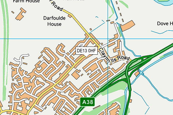 DE13 0HF map - OS VectorMap District (Ordnance Survey)