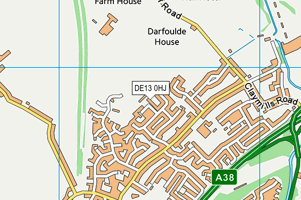 DE13 0HJ map - OS VectorMap District (Ordnance Survey)