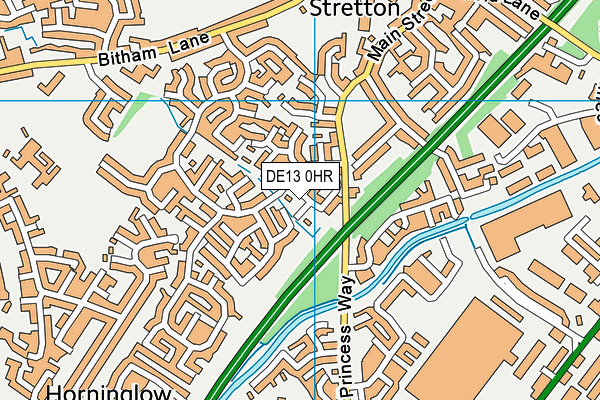DE13 0HR map - OS VectorMap District (Ordnance Survey)