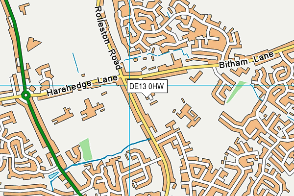 DE13 0HW map - OS VectorMap District (Ordnance Survey)