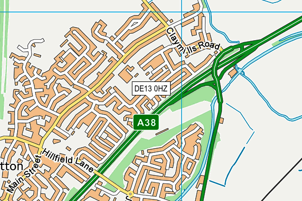 DE13 0HZ map - OS VectorMap District (Ordnance Survey)