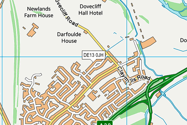 DE13 0JH map - OS VectorMap District (Ordnance Survey)