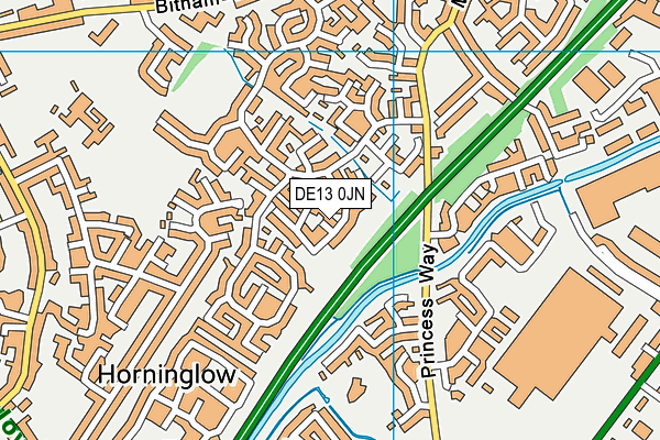 DE13 0JN map - OS VectorMap District (Ordnance Survey)