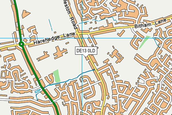 DE13 0LD map - OS VectorMap District (Ordnance Survey)