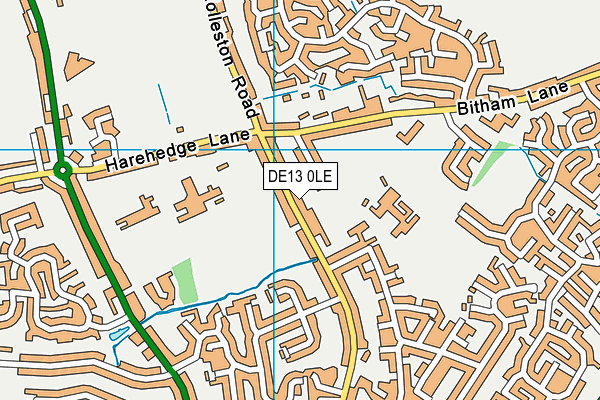 DE13 0LE map - OS VectorMap District (Ordnance Survey)