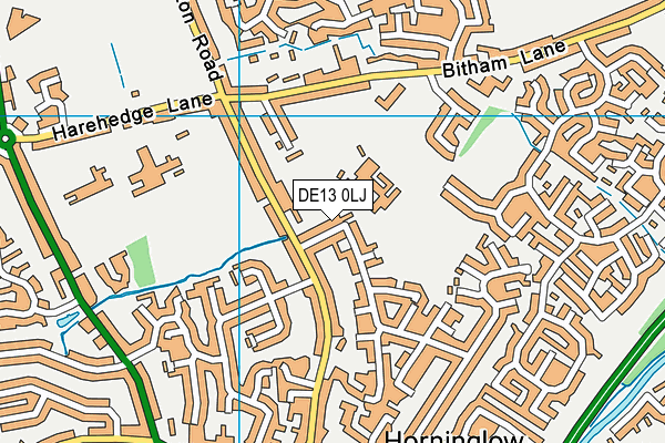 DE13 0LJ map - OS VectorMap District (Ordnance Survey)