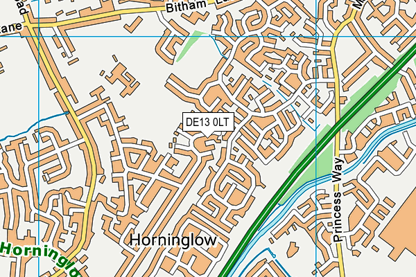 DE13 0LT map - OS VectorMap District (Ordnance Survey)